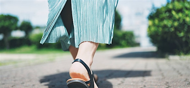 Woman walking with ingrown toenails